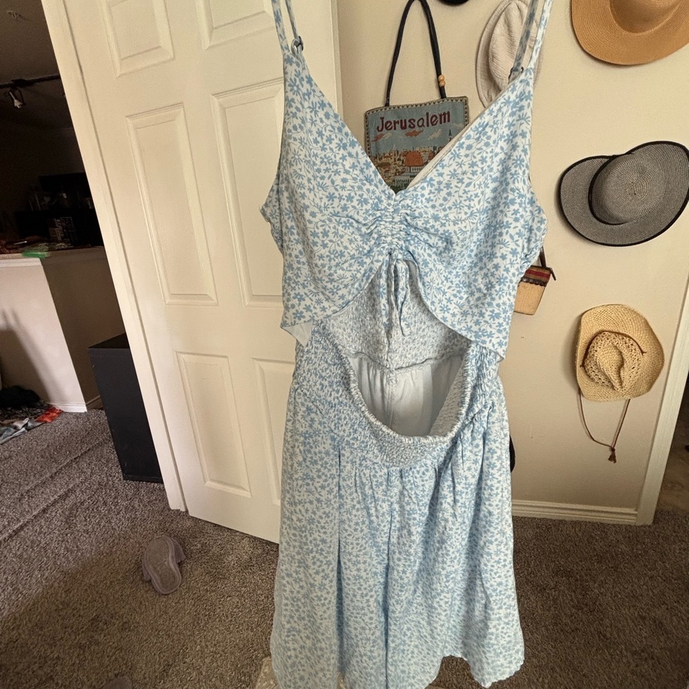 Hollister Blue Floral Sleeveless Dress